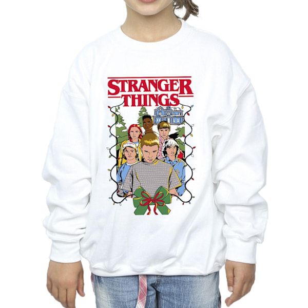 Netflix Girls Stranger Things Jul Affisch Sweatshirt 7-8 År White 7-8 Years