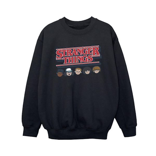 Netflix Boys Stranger Things Caricature Logo Sweatshirt 9-11 År Black 9-11 Years