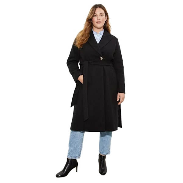 Dorothy Perkins Kvinnokappa med knappar och omslag, storlek 18 UK, svart Black 18 UK