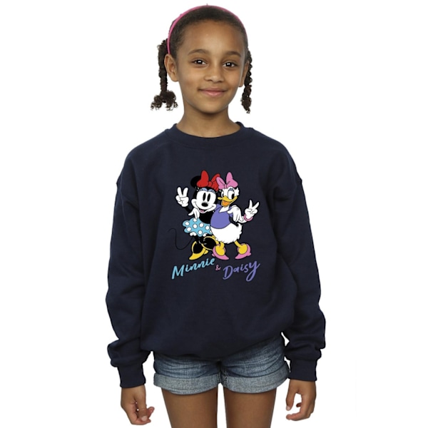Disney Girls Minnie Mouse Och Daisy Sweatshirt 7-8 År Marinblå B Navy Blue 7-8 Years