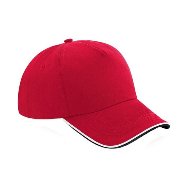 Beechfield Adults Unisex Authentic 5 Panel Piped Peak Cap One S Classic Red/Black/White One Size