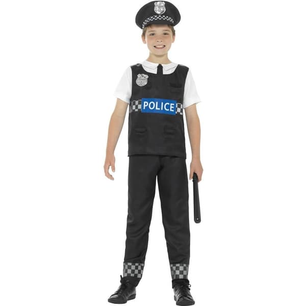 Smiffys Barn/Barn Cop Kostymset 7-9 År Vit White 7-9 Years