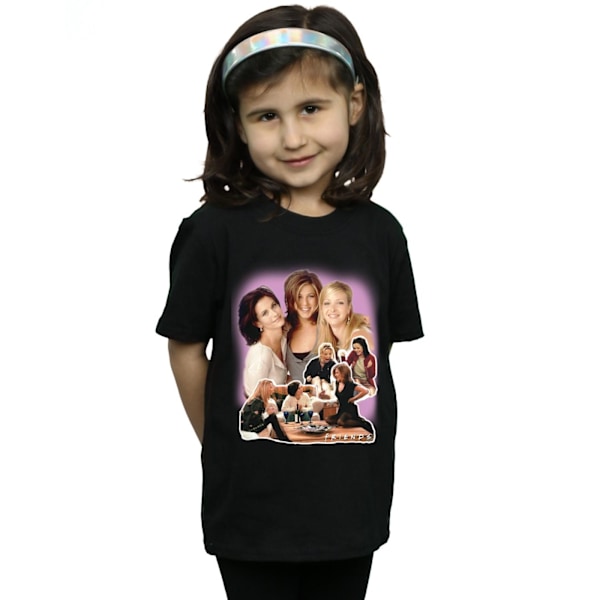 Friends Girls Girls Collage Bomull T-shirt 9-11 år Svart Black 9-11 Years