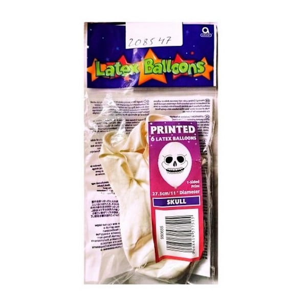 Amscan Latex Skull Ballonger (6-pack) One Size Vit White One Size