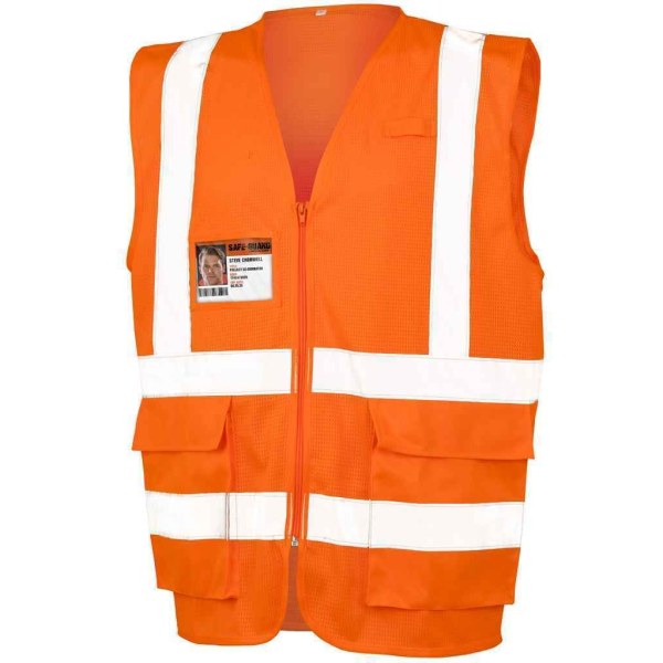 SAFE-GUARD by Result Unisex Adult Executive Mesh Safety Hi-Vis Fluorescent Orange L