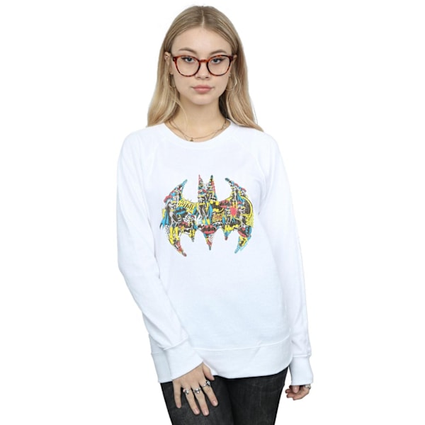 DC Comics Dam/Kvinnor Batman Batgirl Logo Collage Sweatshirt White M