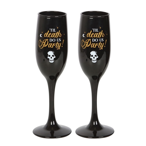 Something Different Till Death Do Us Party Champagne Flute Set Black/Gold/White One Size