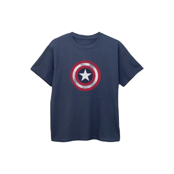 Captain America Boys Distressed Shield T-shirt 7-8 år Navy B Navy Blue 7-8 Years