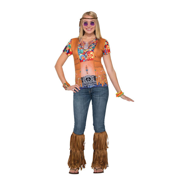 Bristol Novelty Dam/Damer Hippie Gal 3D T-shirt 10-14 UK Multifärgad Multicoloured 10-14 UK