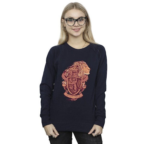 Harry Potter Dam/Kvinnor Gryffindor Sketch Crest Sweatshirt M Navy Blue M