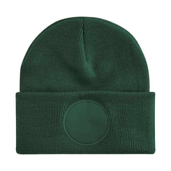 Beechfield Rund Stickad Mössa med Patch, One Size, Flaskkgrön Bottle Green One Size