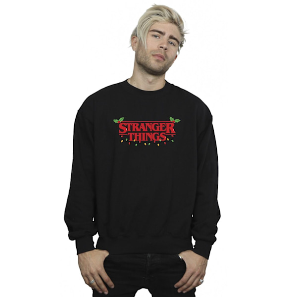 Netflix Mens Stranger Things Julbelysning Sweatshirt M Svart Black M