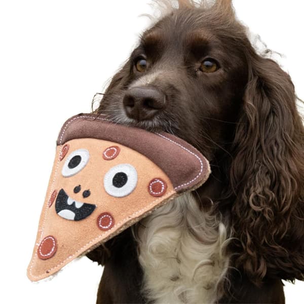 Benji & Flo Crazy Faces Pawperoni Pizza Suede Dog Toy One Size Multicoloured One Size