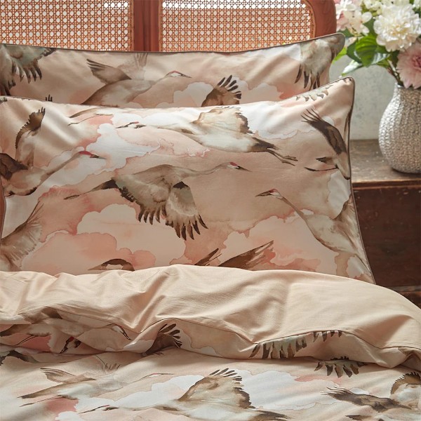 EW By Edinburgh Weavers Flyway Exotic Contrast Piping Duvet Cov Blush Double