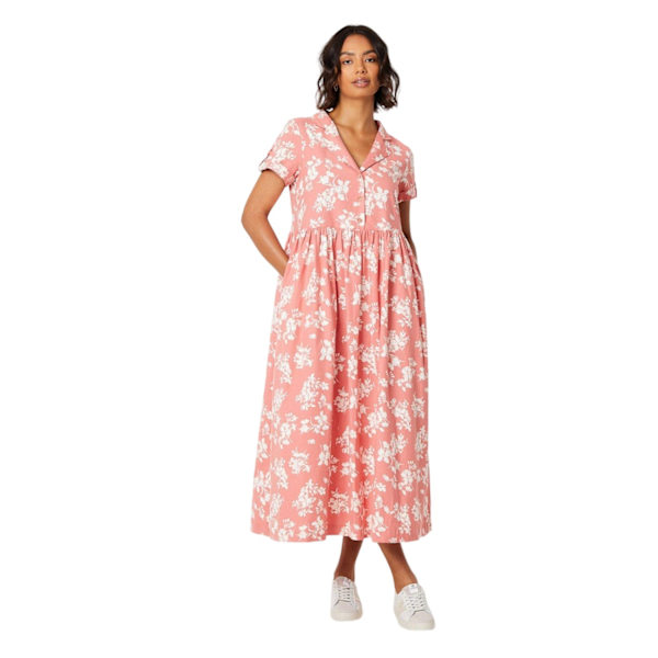 Dorothy Perkins Dam/Dam Floral Midi Skjorteklänning 8 UK Rosa Pink 8 UK
