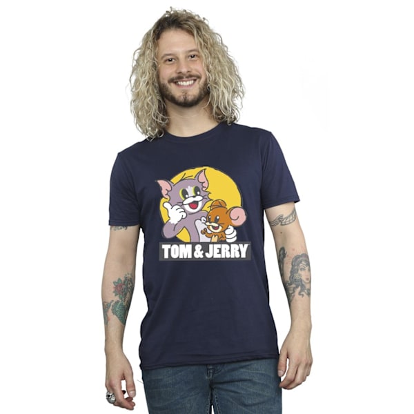 Tom And Jerry Herr T-shirt med skisslogotyp M Marinblå Navy Blue M