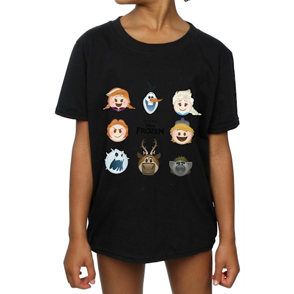 Frozen T-shirt i bomull med flickhuvuden, 7-8 år, svart Black 7-8 Years