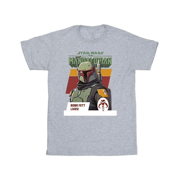 Star Wars Girls The Mandalorian Boba Fett Lives Bomull T-shirt Sports Grey 3-4 Years