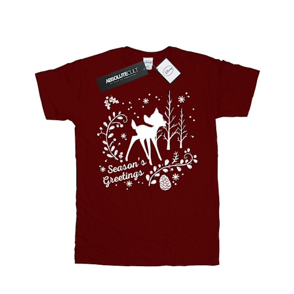 Disney Boys Bambi Christmas Greetings T-Shirt 7-8 år Bourgogne Burgundy 7-8 Years