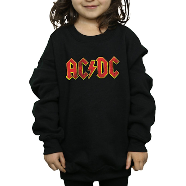 AC/DC Girls Distressed Red Logo Sweatshirt 12-13 år Svart Black 12-13 Years