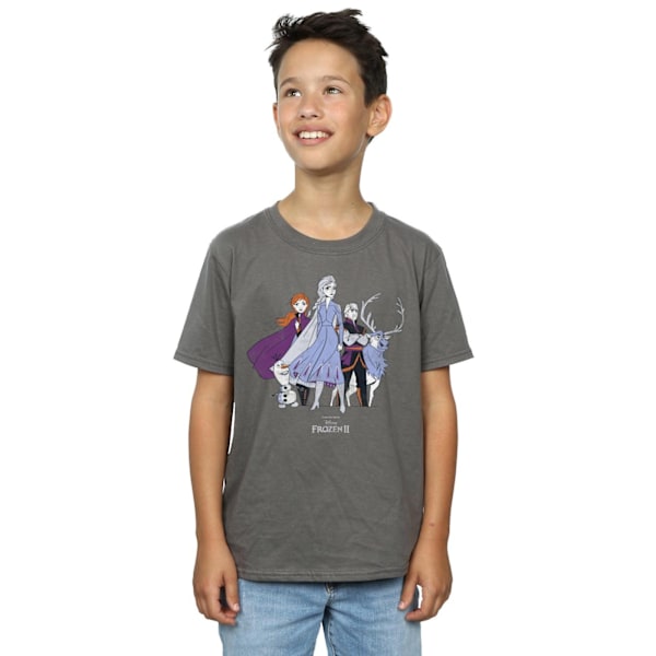Disney Boys Frozen 2 Distressed Group T-Shirt 7-8 år Charcoal Charcoal 7-8 Years