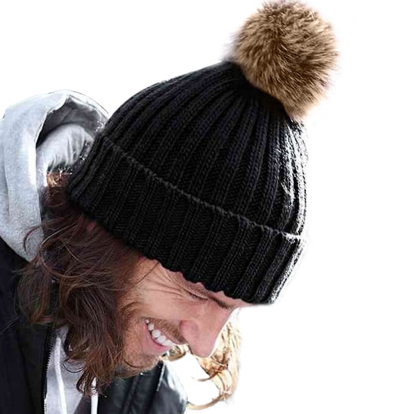 Beechfield Unisex Cuffed Design Vintermössa One Size Svart Black One Size