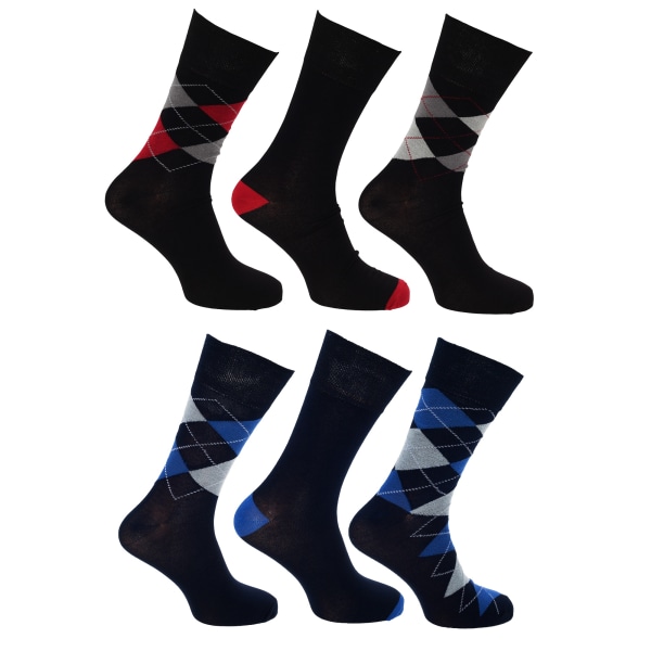 Pierre Roche Herr Premium Collection Pure Natural Argyle Bamboo Multi/Red/Blue 6-11 UK
