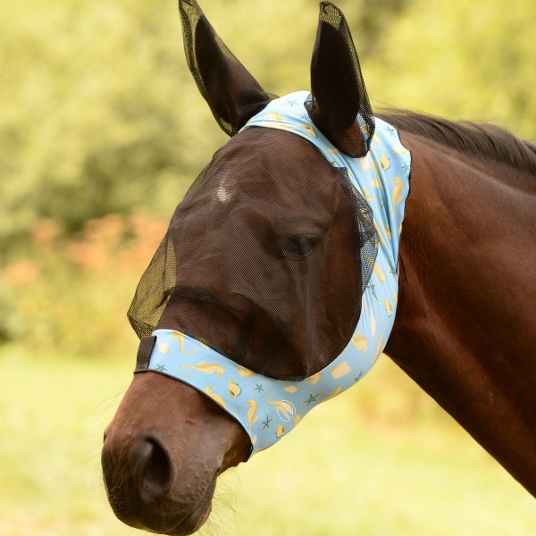 Weatherbeeta Seahorse Stretch Horse Flugmask med öron Små Po Blue Small Pony