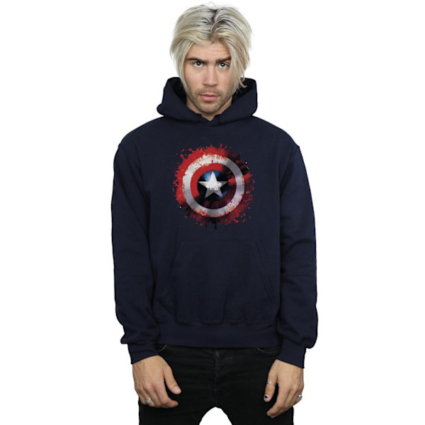 Marvel Herr Avengers Captain America Art Shield Hoodie 5XL Marinblå Navy Blue 5XL
