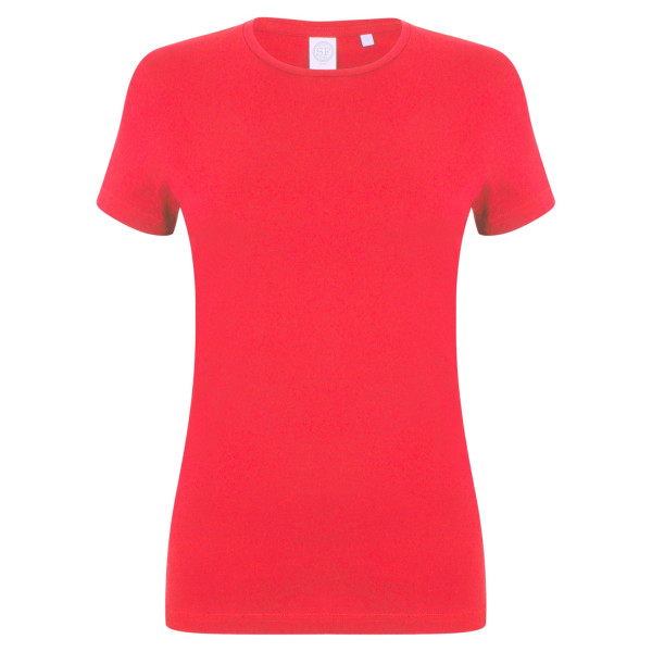 Skinni Fit Dam/Kvinnor Feel Good Stretch Kortärmad T-shirt Bright Red L