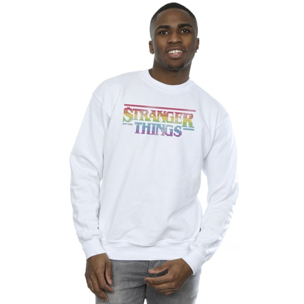 Netflix Mens Stranger Things Rainbow Dot Logo Sweatshirt S Vit White S