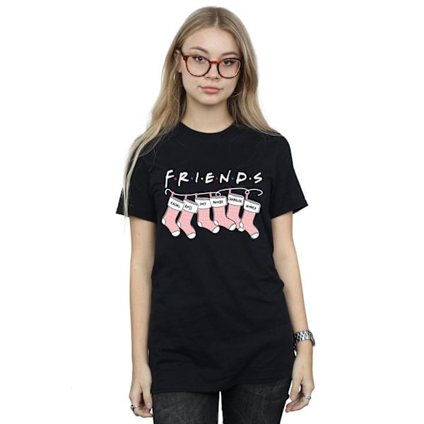 Friends Dam/Damer Julstrumpa Logotyp Bomull Boyfriend Black 4XL