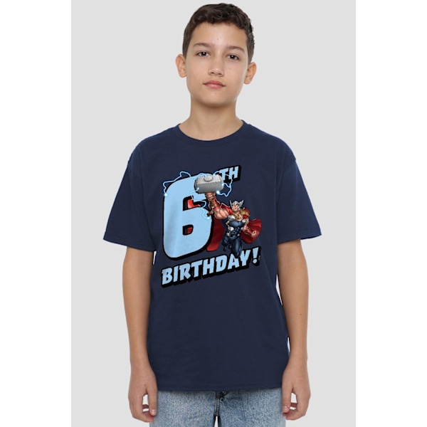 Thor Barn/Flickor 6-års Födelsedag T-shirt 7-8 År Marinblå Navy 7-8 Years