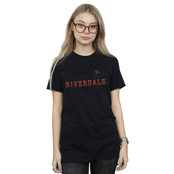 Riverdale Dam/Damer Spindel Brosch Bomull Boyfriend T-Shirt Black 3XL