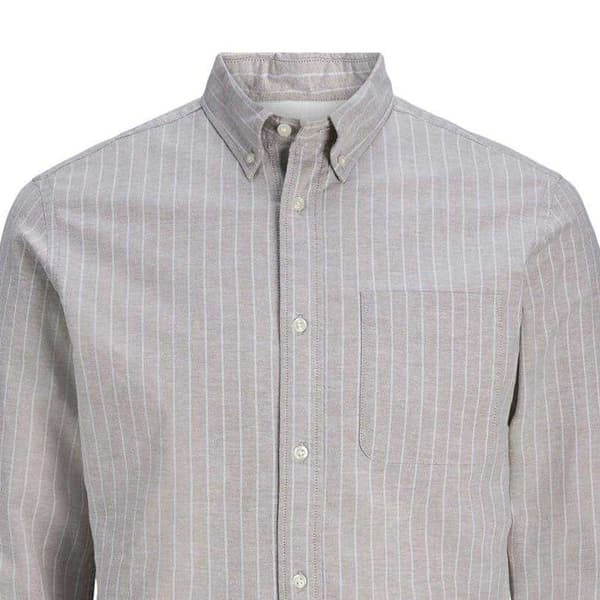 Jack And Jones Herr Pinstripe Regular Långärmad Skjorta M Feat Feather Grey M
