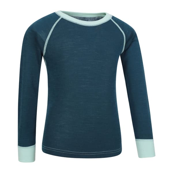 Mountain Warehouse Barn/Barn Merino II Rundhalsad Underställströja Teal 7-8 Years