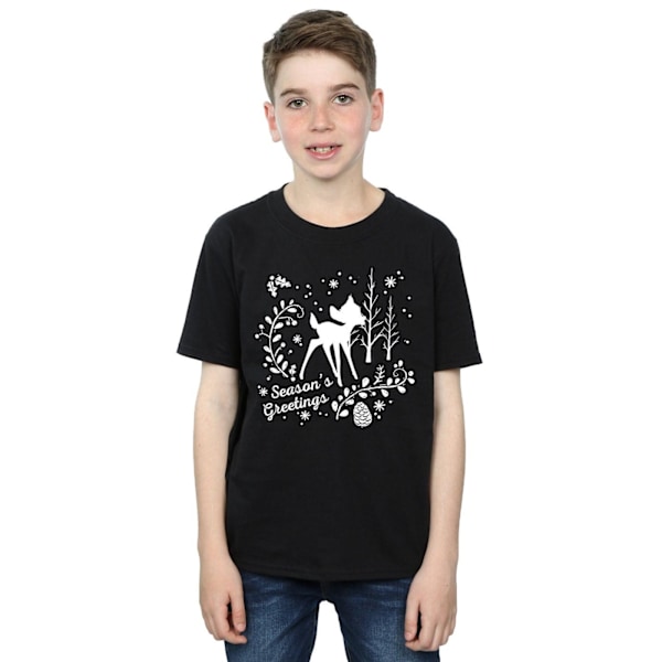 Disney Boys Bambi Christmas Greetings T-Shirt 9-11 år Svart Black 9-11 Years