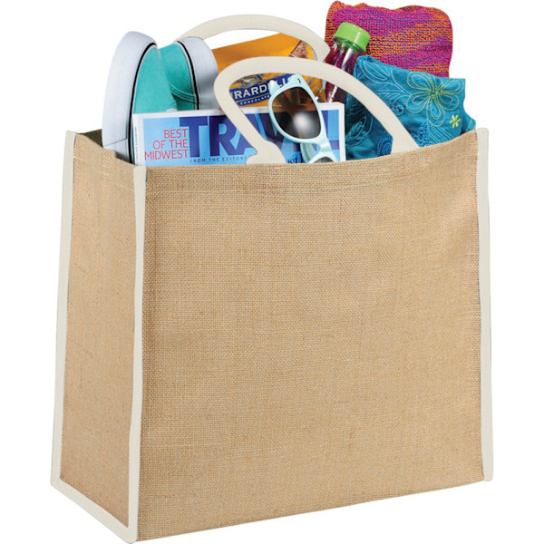 Bullet The Large Jute Tote 40 x 20 x 35cm Naturlig/Vit Natural/White 40 x 20 x 35cm