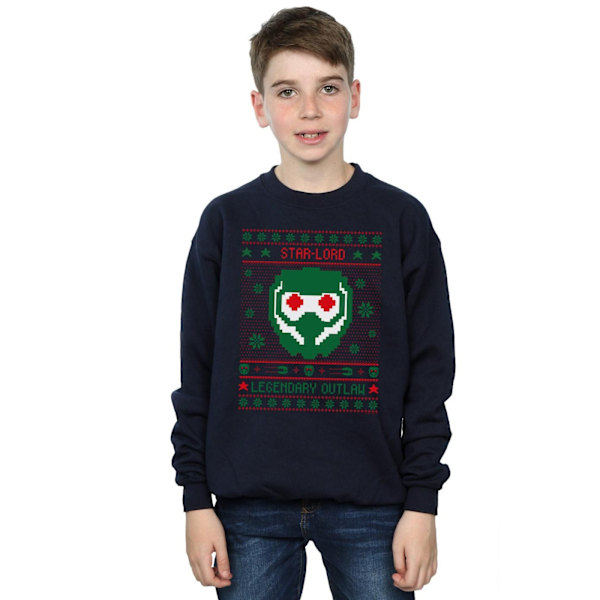 Marvel Boys Guardians Of The Galaxy Vol. 2 Star Lord Fair Isle Navy Blue 7-8 Years