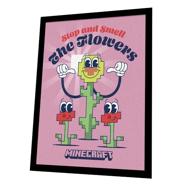 Minecraft Blommor Inramad Poster 40cm x 30cm Flerfärgad Multicoloured 40cm x 30cm