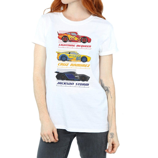Disney Womens/Ladies Cars Racer Profile Bomull Boyfriend T-Shir White M