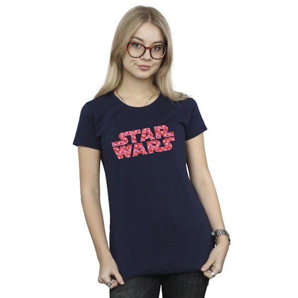 Star Wars Dam/Kvinnor Hjärta Logo Bomull T-Shirt XL Marinblå Navy Blue XL
