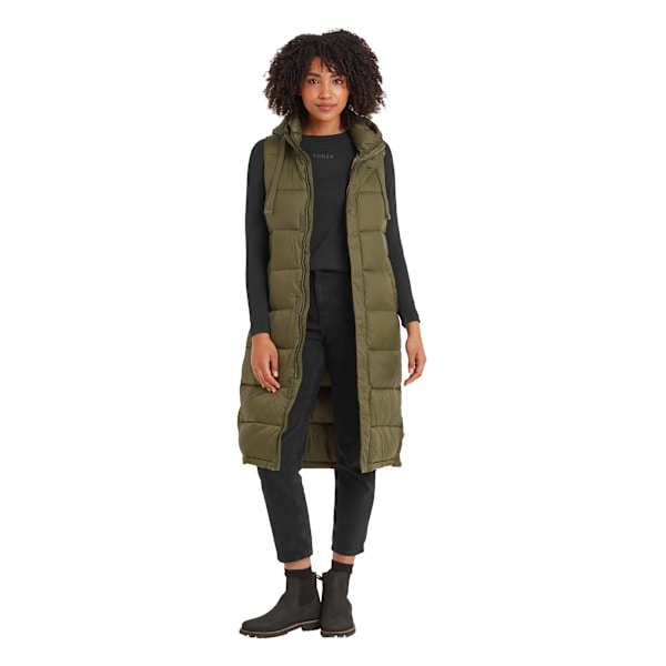 TOG24 Dam/Kvinna Newall Vadderad Lång Gilet Storlek 12 UK Khaki Grön Khaki Green 12 UK