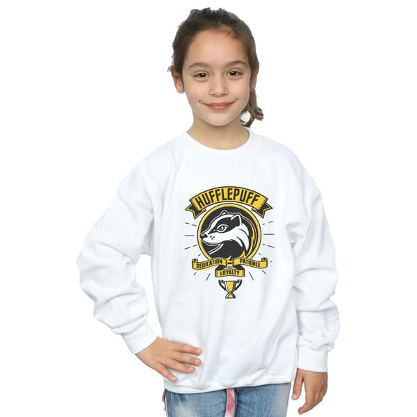 Harry Potter Flickor Hufflepuff Toon Crest Tröja 9-11 År White 9-11 Years