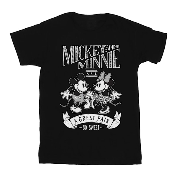 Disney Girls Mickey och Minnie Mouse Great Pair Bomull T-shirt Black 7-8 Years