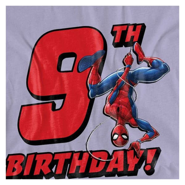 Spider-Man Dam/Dam 9-årsdag T-shirt S Lavendel Lavender S