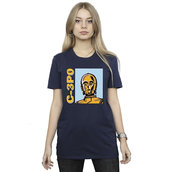 Star Wars Dam/Damer C3PO Linjekonst Bomull Pojkvän T-shirt Navy Blue 4XL