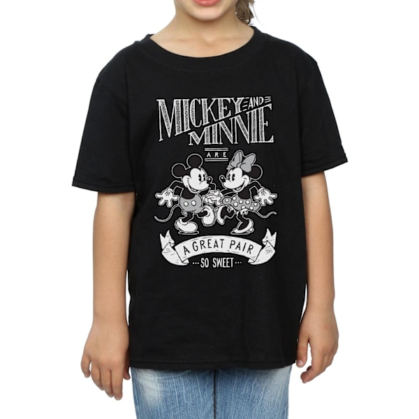 Disney Girls Mickey och Minnie Mouse Great Pair Bomull T-shirt Black 7-8 Years