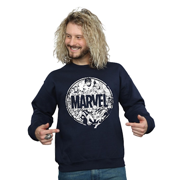 Marvel Comics Herr Logo Karaktär Infill Sweatshirt 5XL Marinblå Navy Blue 5XL