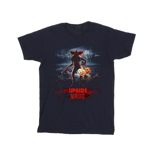Netflix Girls Stranger Things Pumpa Upside Down Bomull T-shirt Navy Blue 9-11 Years